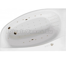 Акриловая ванна Excellent Kameleon Nano L 170x110 см, угловая, левая, встраиваемая, с гидромассажем, белая, асимметричная, с каркасом, со сливом-переливом, фурнитура золото