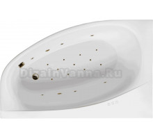 Акриловая ванна Excellent Kameleon Relax L 170x110 см, угловая, левая, встраиваемая, с гидромассажем, белая, асимметричная, с каркасом, со сливом-переливом, фурнитура бронза