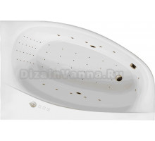 Акриловая ванна Excellent Kameleon Nano R 170x110 см, угловая, правая, встраиваемая, с гидромассажем, белая, асимметричная, с каркасом, со сливом-переливом, фурнитура золото