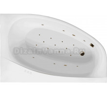 Акриловая ванна Excellent Kameleon Relax R 170x110 см, угловая, правая, встраиваемая, с гидромассажем, белая, асимметричная, с каркасом, со сливом-переливом, фурнитура бронза