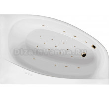 Акриловая ванна Excellent Kameleon Relax R 170x110 см, угловая, правая, встраиваемая, с гидромассажем, белая, асимметричная, с каркасом, со сливом-переливом, фурнитура золото