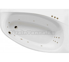 Акриловая ванна Excellent Kameleon Smart R 170x110 см, угловая, правая, встраиваемая, с гидромассажем, белая, асимметричная, с каркасом, со сливом-переливом, фурнитура бронза