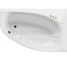 Акриловая ванна Excellent Kameleon Smart R 170x110 см, угловая, правая, встраиваемая, с гидромассажем, белая, асимметричная, с каркасом, со сливом-переливом, фурнитура золото