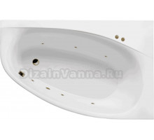 Акриловая ванна Excellent Kameleon Soft R 170x110 см, угловая, правая, встраиваемая, с гидромассажем, белая, асимметричная, с каркасом, со сливом-переливом, фурнитура бронза