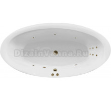 Акриловая ванна Excellent Lumina Line 190x95 см, встраиваемая, с гидромассажем, белая, овальная, с каркасом, со сливом-переливом, фурнитура бронза