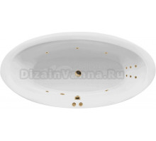 Акриловая ванна Excellent Lumina Line 190x95 см, встраиваемая, с гидромассажем, белая, овальная, с каркасом, со сливом-переливом, фурнитура золото