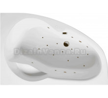 Акриловая ванна Excellent Newa Relax R 160x95 см, угловая, правая, встраиваемая, с гидромассажем, белая, асимметричная, с каркасом, с сиденьем, со сливом-переливом, фурнитура бронза