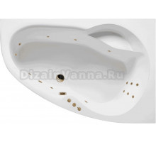 Акриловая ванна Excellent Newa Smart R 160x95 см, угловая, правая, встраиваемая, с гидромассажем, белая, асимметричная, с каркасом, с сиденьем, со сливом-переливом, фурнитура золото