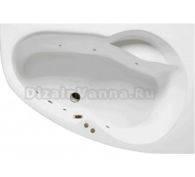 Акриловая ванна Excellent Newa Soft R 160x95 см, угловая, правая, встраиваемая, с гидромассажем, белая, асимметричная, с каркасом, с сиденьем, со сливом-переливом, фурнитура бронза
