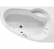 Акриловая ванна Excellent Newa Line R 160x95 см, угловая, правая, встраиваемая, с гидромассажем, белая, асимметричная, с каркасом, с сиденьем, со сливом-переливом, фурнитура бронза