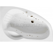 Акриловая ванна Excellent Newa Nano R 160x95 см, угловая, правая, встраиваемая, с гидромассажем, белая, асимметричная, с каркасом, с сиденьем, со сливом-переливом, фурнитура золото