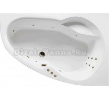 Акриловая ванна Excellent Newa Smart R 160x95 см, угловая, правая, встраиваемая, с гидромассажем, белая, асимметричная, с каркасом, с сиденьем, со сливом-переливом, фурнитура бронза