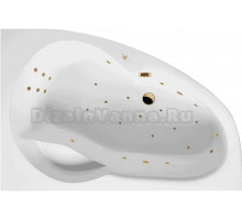 Акриловая ванна Excellent Newa Ultra R 160x95 см, угловая, правая, встраиваемая, с гидромассажем, белая, асимметричная, с каркасом, с сиденьем, со сливом-переливом, фурнитура золото