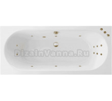Акриловая ванна Excellent Oceana Smart 160x75 см, встраиваемая, с гидромассажем, белая, с каркасом, со сливом-переливом, фурнитура бронза