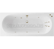 Акриловая ванна Excellent Oceana Line 170x75 см, встраиваемая, с гидромассажем, белая, с каркасом, со сливом-переливом, фурнитура бронза