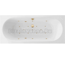 Акриловая ванна Excellent Oceana Relax 170x75 см, встраиваемая, с гидромассажем, белая, с каркасом, со сливом-переливом, фурнитура золото