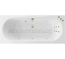 Акриловая ванна Excellent Oceana Smart 170x75 см, встраиваемая, с гидромассажем, белая, с каркасом, со сливом-переливом, фурнитура бронза