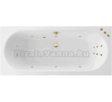 Акриловая ванна Excellent Oceana Smart 170x75 см, встраиваемая, с гидромассажем, белая, с каркасом, со сливом-переливом, фурнитура золото