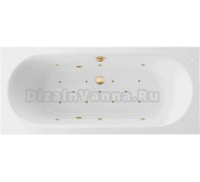 Акриловая ванна Excellent Oceana Relax 180x80 см, встраиваемая, с гидромассажем, белая, с каркасом, со сливом-переливом, фурнитура золото