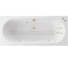 Акриловая ванна Excellent Oceana Slim Line 160x75 см, встраиваемая, с гидромассажем, белая, с каркасом, со сливом-переливом, фурнитура золото
