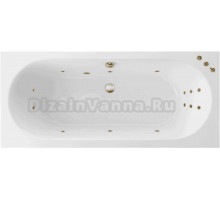 Акриловая ванна Excellent Oceana Slim Smart 160x75 см, встраиваемая, с гидромассажем, белая, с каркасом, со сливом-переливом, фурнитура бронза