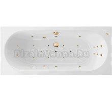 Акриловая ванна Excellent Oceana Slim Ultra 160x75 см, встраиваемая, с гидромассажем, белая, с каркасом, со сливом-переливом, фурнитура золото
