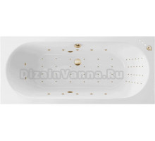 Акриловая ванна Excellent Oceana Slim Nano 170x75 см, встраиваемая, с гидромассажем, белая, с каркасом, со сливом-переливом, фурнитура золото