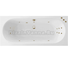 Акриловая ванна Excellent Oceana Slim Smart 170x75 см, встраиваемая, с гидромассажем, белая, с каркасом, со сливом-переливом, фурнитура бронза