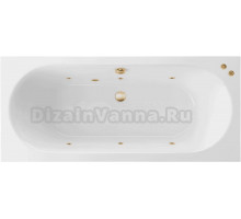 Акриловая ванна Excellent Oceana Slim Soft 170x75 см, встраиваемая, с гидромассажем, белая, с каркасом, со сливом-переливом, фурнитура золото