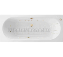 Акриловая ванна Excellent Oceana Slim Nano 180x80 см, встраиваемая, с гидромассажем, белая, с каркасом, со сливом-переливом, фурнитура золото