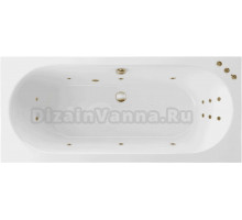 Акриловая ванна Excellent Oceana Slim Smart 180x80 см, встраиваемая, с гидромассажем, белая, с каркасом, со сливом-переливом, фурнитура бронза