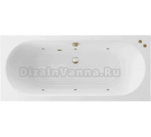 Акриловая ванна Excellent Oceana Slim Soft 180x80 см, встраиваемая, с гидромассажем, белая, с каркасом, со сливом-переливом, фурнитура бронза