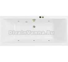 Акриловая ванна Excellent Pryzmat Soft 150x75 см, встраиваемая, с гидромассажем, белая, с каркасом, со сливом-переливом, фурнитура бронза