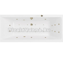 Акриловая ванна Excellent Pryzmat Ultra 150x75 см, встраиваемая, с гидромассажем, белая, с каркасом, со сливом-переливом, фурнитура бронза