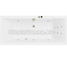Акриловая ванна Excellent Pryzmat Line 170x75 см, встраиваемая, с гидромассажем, белая, с каркасом, со сливом-переливом, фурнитура бронза