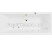 Акриловая ванна Excellent Pryzmat Nano 170x75 см, встраиваемая, с гидромассажем, белая, с каркасом, со сливом-переливом, фурнитура золото