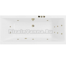 Акриловая ванна Excellent Pryzmat Smart 170x75 см, встраиваемая, с гидромассажем, белая, с каркасом, со сливом-переливом, фурнитура бронза