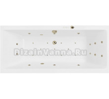 Акриловая ванна Excellent Pryzmat Ultra 180x80 см, встраиваемая, с гидромассажем, белая, с каркасом, со сливом-переливом, фурнитура бронза