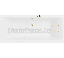 Акриловая ванна Excellent Pryzmat Line 190x90 см, встраиваемая, с гидромассажем, белая, с каркасом, со сливом-переливом, фурнитура золото
