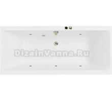 Акриловая ванна Excellent Pryzmat Soft 190x90 см, встраиваемая, с гидромассажем, белая, с каркасом, со сливом-переливом, фурнитура бронза