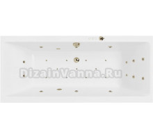 Акриловая ванна Excellent Pryzmat Ultra 190x90 см, встраиваемая, с гидромассажем, белая, с каркасом, со сливом-переливом, фурнитура бронза