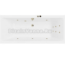 Акриловая ванна Excellent Pryzmat Line 200x90 см, встраиваемая, с гидромассажем, белая, с каркасом, со сливом-переливом, фурнитура бронза