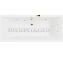 Акриловая ванна Excellent Pryzmat Line 200x90 см, встраиваемая, с гидромассажем, белая, с каркасом, со сливом-переливом, фурнитура золото