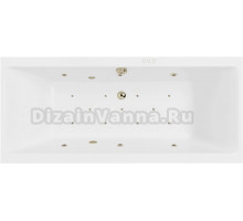 Акриловая ванна Excellent Pryzmat Relax 200x90 см, встраиваемая, с гидромассажем, белая, с каркасом, со сливом-переливом, фурнитура бронза