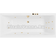 Акриловая ванна Excellent Pryzmat Smart 200x90 см, встраиваемая, с гидромассажем, белая, с каркасом, со сливом-переливом, фурнитура золото