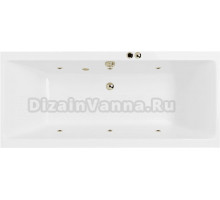 Акриловая ванна Excellent Pryzmat Soft 200x90 см, встраиваемая, с гидромассажем, белая, с каркасом, со сливом-переливом, фурнитура бронза