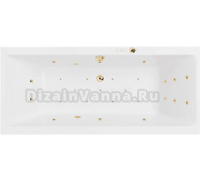 Акриловая ванна Excellent Pryzmat Ultra 200x90 см, встраиваемая, с гидромассажем, белая, с каркасом, со сливом-переливом, фурнитура золото