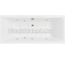 Акриловая ванна Excellent Pryzmat Slim Relax 160x75 см, встраиваемая, с гидромассажем, белая, с каркасом, со сливом-переливом, фурнитура бронза