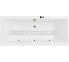 Акриловая ванна Excellent Pryzmat Slim Soft 160x75 см, встраиваемая, с гидромассажем, белая, с каркасом, со сливом-переливом, фурнитура бронза
