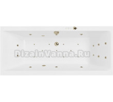 Акриловая ванна Excellent Pryzmat Slim Ultra 160x75 см, встраиваемая, с гидромассажем, белая, с каркасом, со сливом-переливом, фурнитура бронза